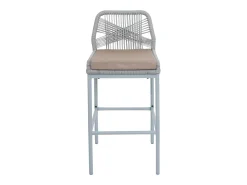 Taburete de bar MCW-O21 (set de 2), gris claro, cojín topo