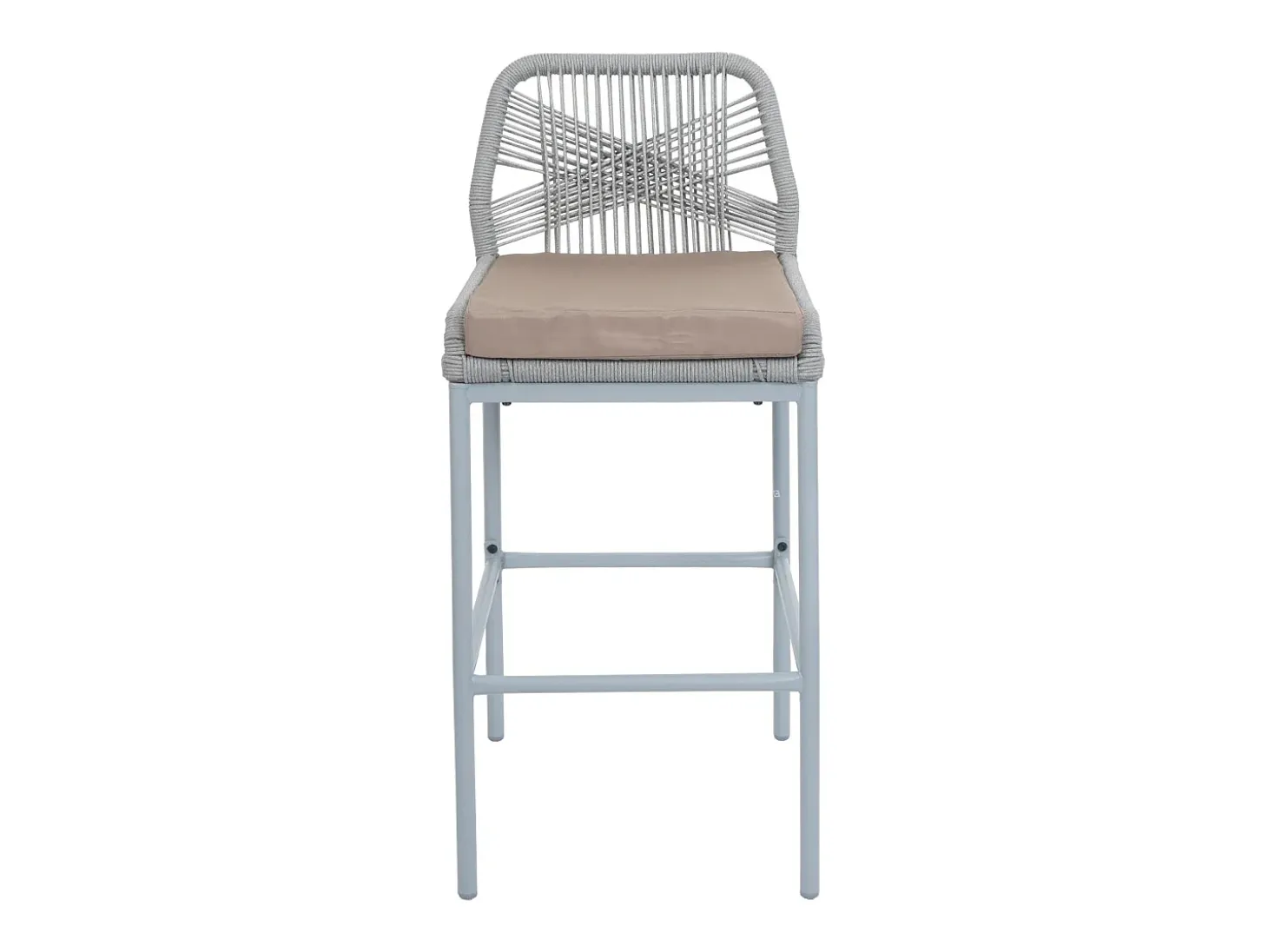 Taburete de bar MCW-O21 (set de 2), gris claro, cojín topo