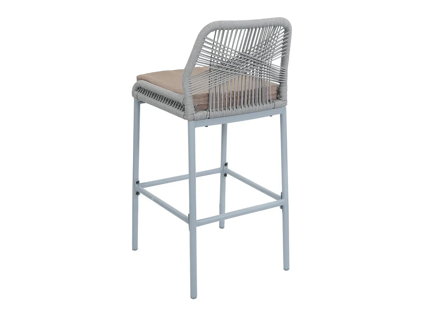 Taburete de bar MCW-O21 (set de 2), gris claro, cojín topo