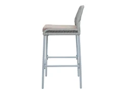 Taburete de bar MCW-O21 (set de 2), gris claro, cojín topo