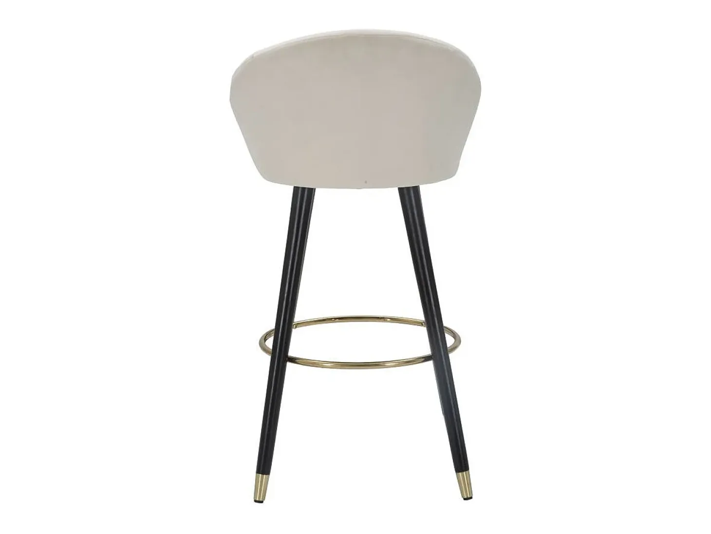 Taburete de bar para cocina en terciopelo con patas de madera negras y doradas h80cm Prague - Crema
