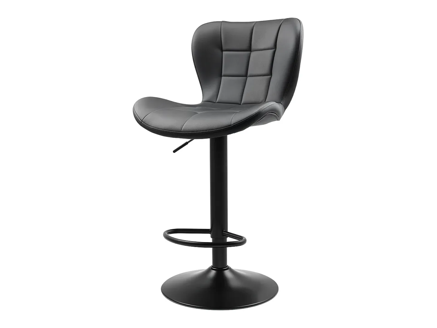 Taburete de Bar SucceBuy, Lote de 4, Silla de Bar Moderna en Piel de PU, Asiento de Cocina Giratorio, Altura Ajustable, con Respaldo Y Reposapiés, Negro