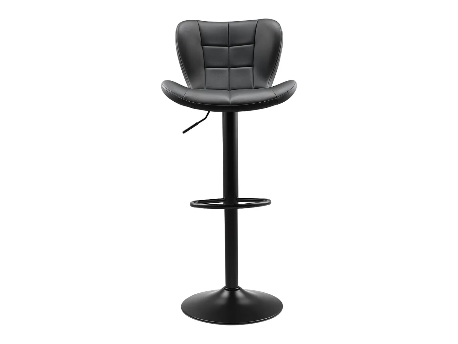 Taburete de Bar SucceBuy, Lote de 4, Silla de Bar Moderna en Piel de PU, Asiento de Cocina Giratorio, Altura Ajustable, con Respaldo Y Reposapiés, Negro