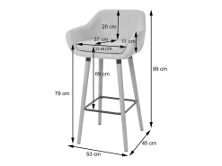 Taburete de bar Vaasa T381 (set de 2), polipiel, blanco