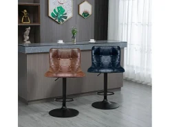 Taburete de barra para cocina y bar con altura ajustable giratorio del diseño industrial Ruka - Negro