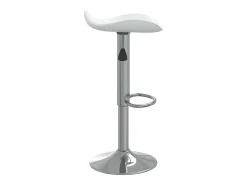 Taburete de cocina de acero cromado y cuero artificial blanco