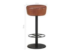 Taburete de cocina de cuero auténtico marrón