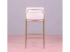 Taburete de diseño tapizado en terciopelo y patas doradas - Cruiser - Rosa