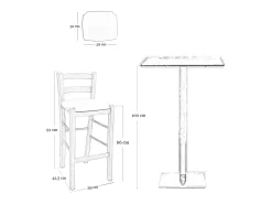 Taburete de madera de nogal claro con respaldo h 66 cm con asiento de polipiel beige