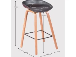 Taburete nórdico con patas de madera de haya (63cm) - Daxer - Negro