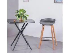 Taburete nórdico con patas de madera de haya (63cm) - Daxer - Negro