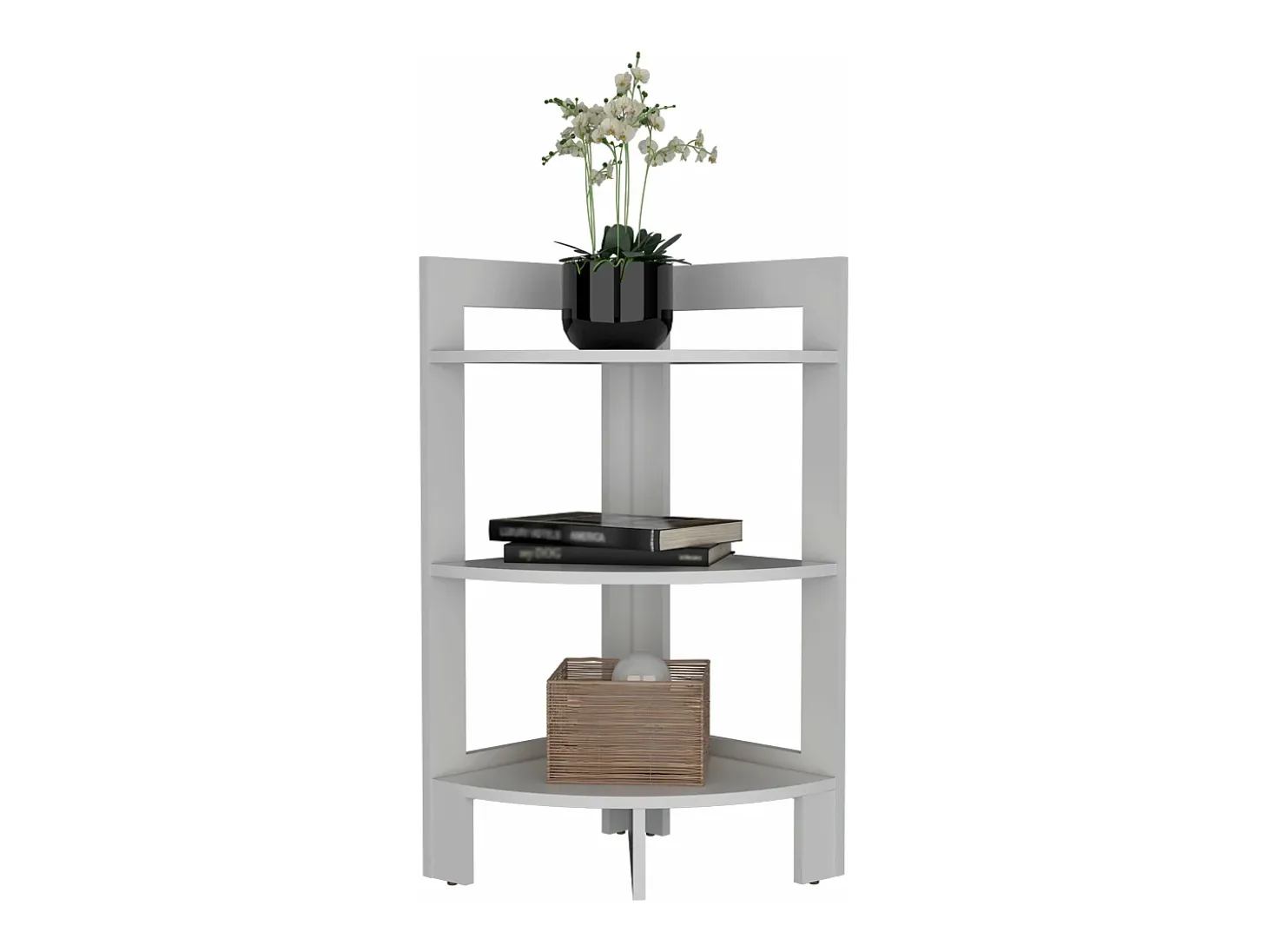 Taburete Riga en melamina con 3 estantes , blanco , 80.6 cm X 38.8 cm X 38.8 cm