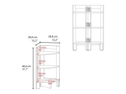 Taburete Riga en melamina con 3 estantes , blanco , 80.6 cm X 38.8 cm X 38.8 cm