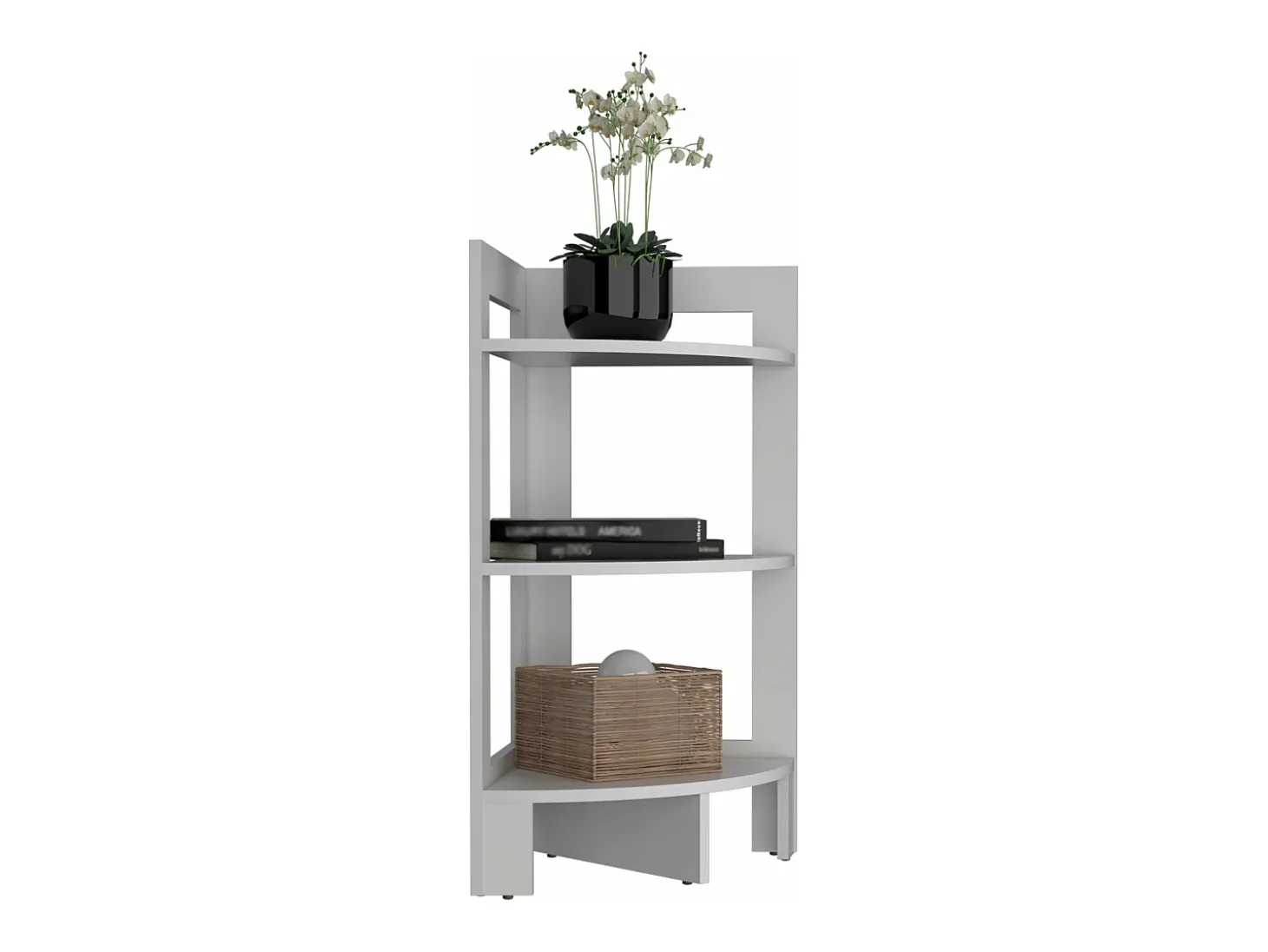 Taburete Riga en melamina con 3 estantes , blanco , 80.6 cm X 38.8 cm X 38.8 cm
