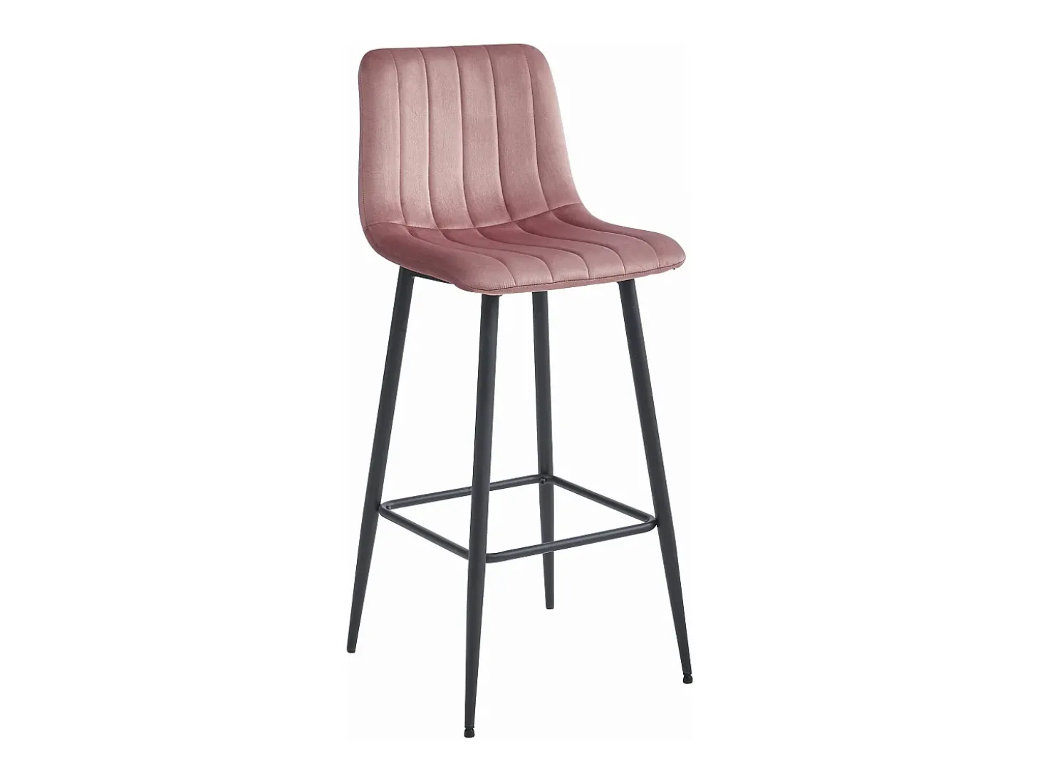 Taburete Valora POZZA de terciopelo rosa oscuro con patas negras para cocina (x4)