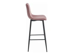 Taburete Valora POZZA de terciopelo rosa oscuro con patas negras para cocina (x4)