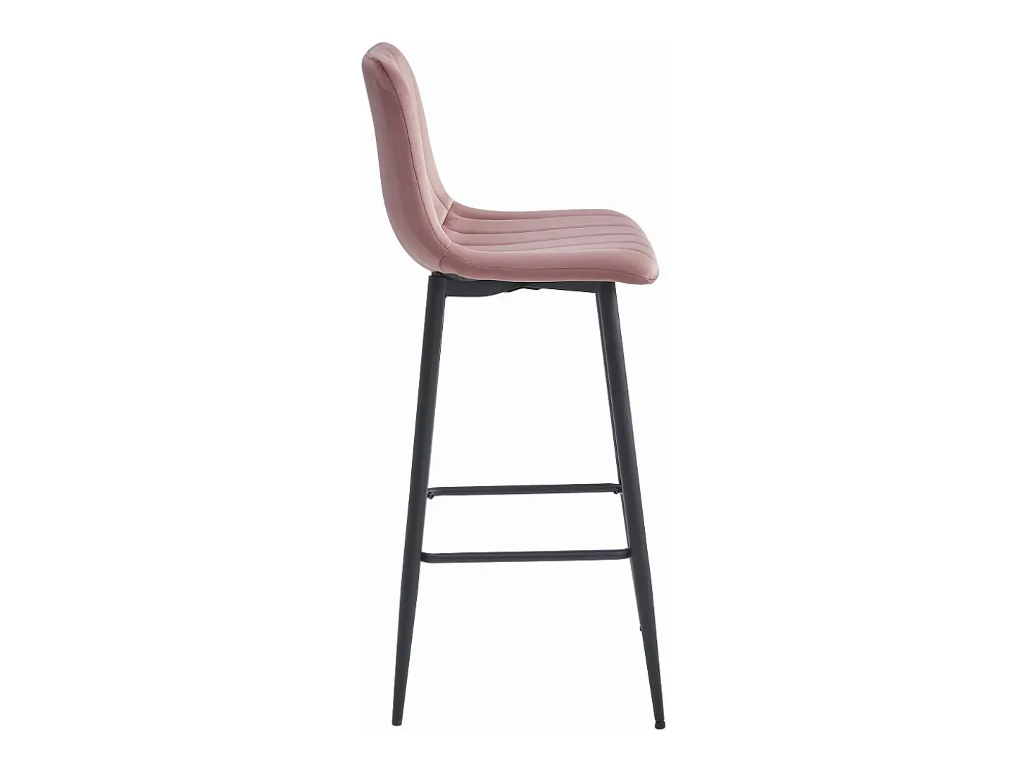 Taburete Valora POZZA de terciopelo rosa oscuro con patas negras para cocina (x4)