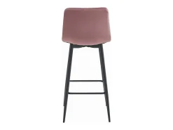 Taburete Valora POZZA de terciopelo rosa oscuro con patas negras para cocina (x4)