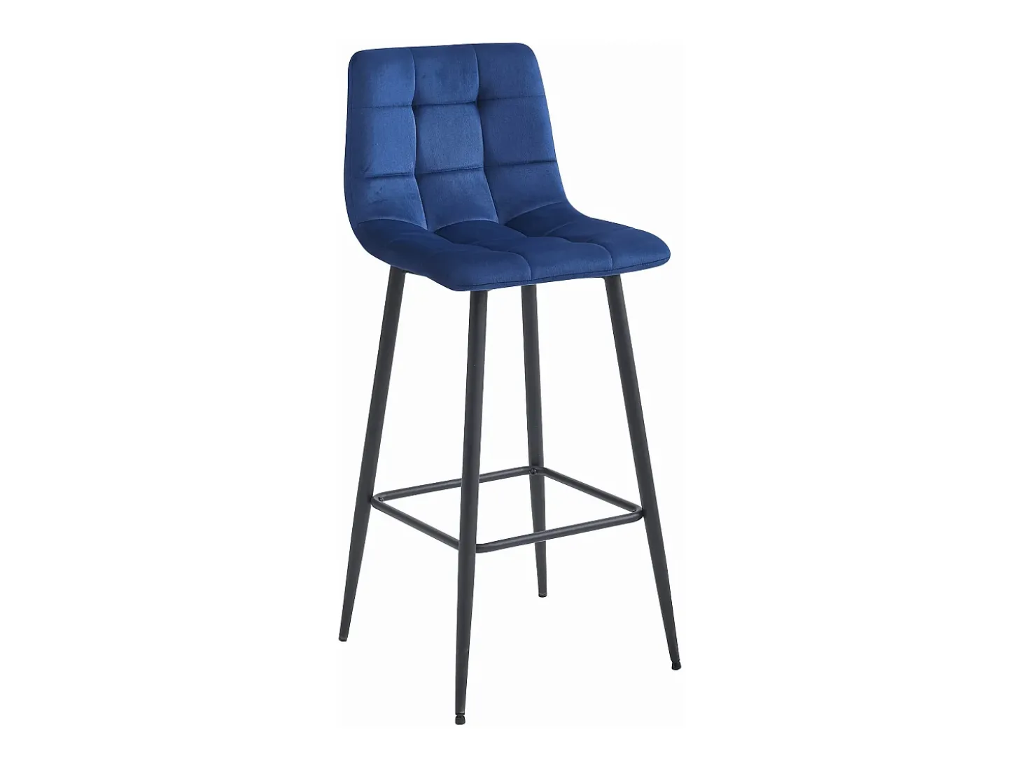 Taburete Valora TEOTO de terciopelo azul marino con patas negras para cocina (x2)