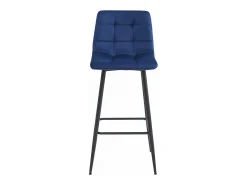 Taburete Valora TEOTO de terciopelo azul marino con patas negras para cocina (x2)