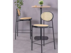 Taburete vintage con diseño clásico en ratán natural (65cm) - North - Negro