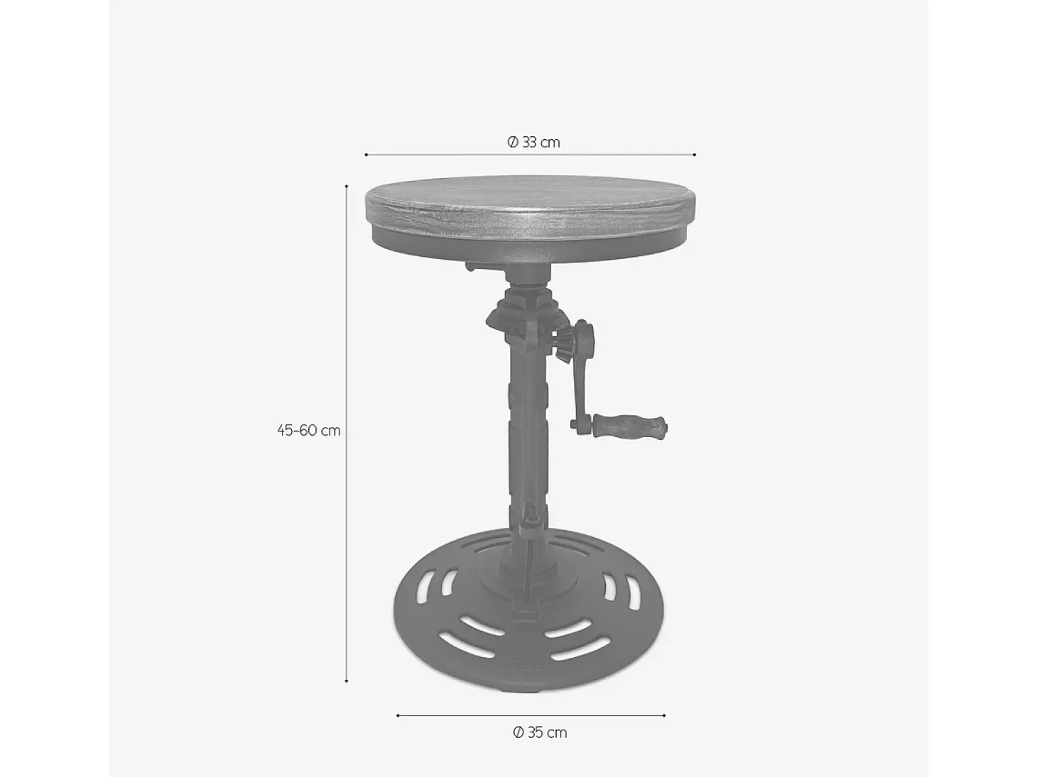 Taburete vintage de bar estilo industrial ajustable con manivela Zunor