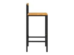 Taburetes altos 2 uds madera de acacia y ratán sintético negro