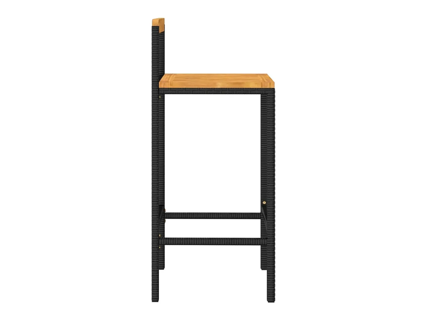 Taburetes altos 2 uds madera de acacia y ratán sintético negro