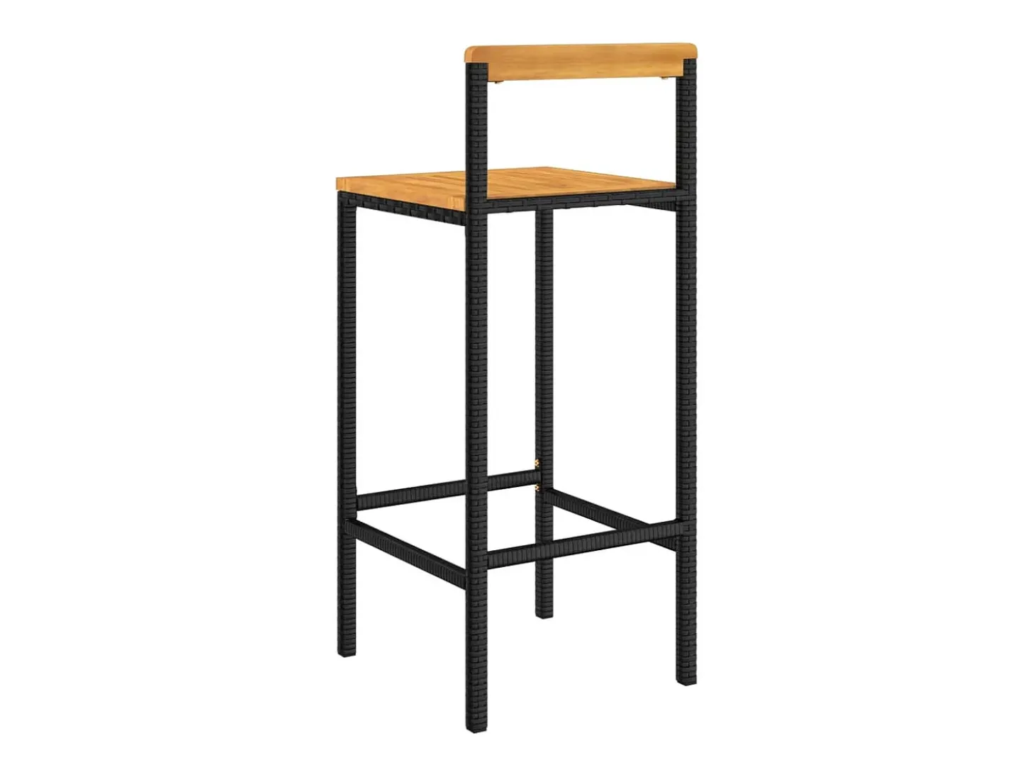 Taburetes altos 2 uds madera de acacia y ratán sintético negro