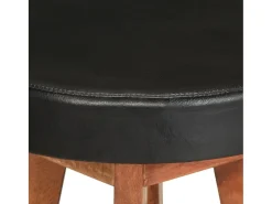 Taburetes de bar 2 piezas de cuero genuino y madera maciza de acacia