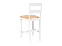 Taburetes de bar 2 uds madera maciza blanca caucho