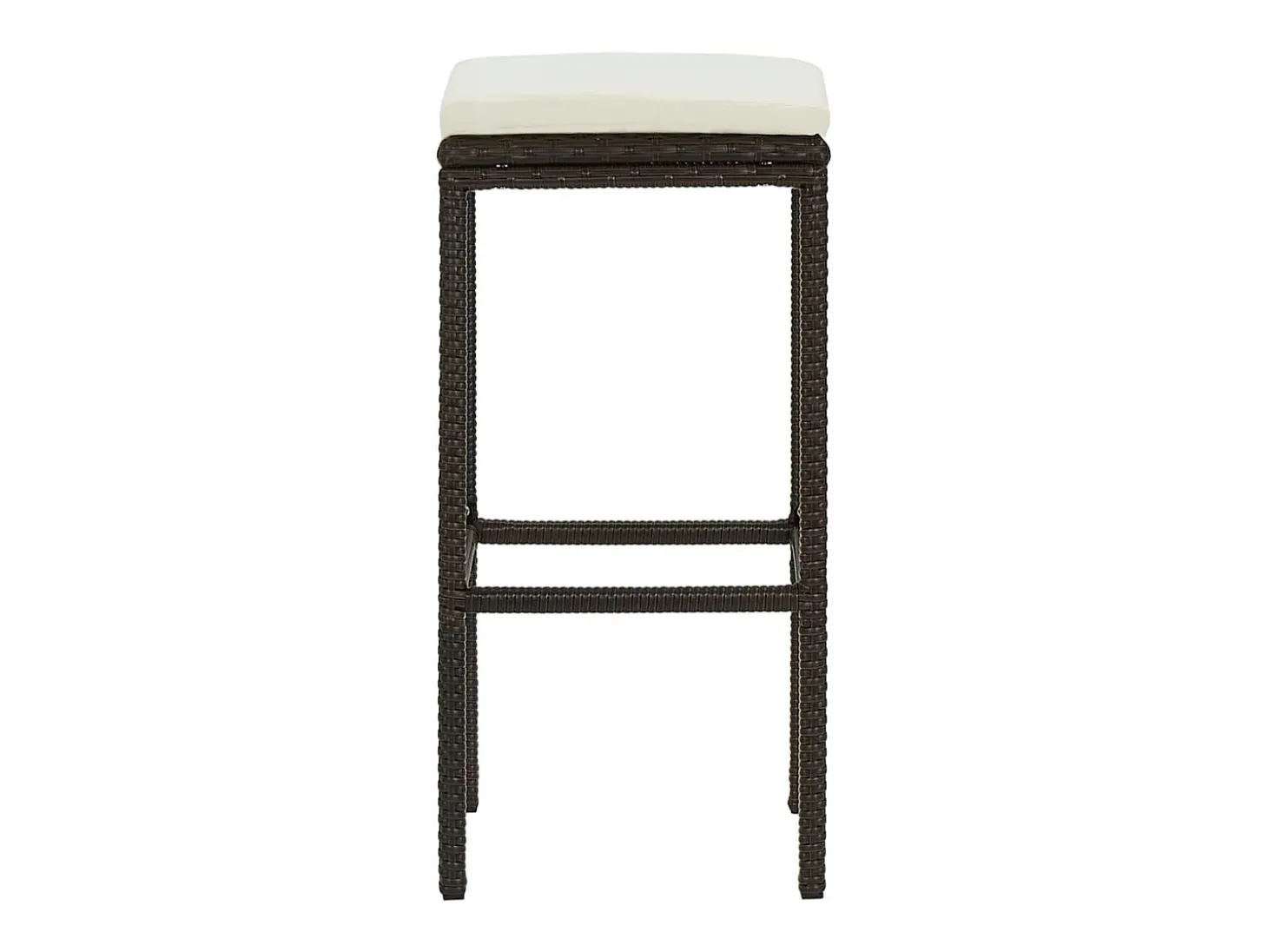 Taburetes de bar con cojines, juego de 3, marrón, resina tejida