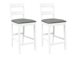 Taburetes de bar con cojines 2 piezas madera maciza de caucho blanco