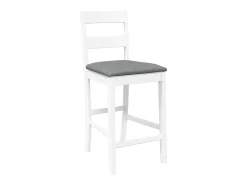 Taburetes de bar con cojines 2 piezas madera maciza de caucho blanco