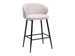 Taburetes de bar de diseño en tela de terciopelo texturizado beige y metal negro (juego de 2) ROSALIE