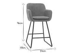 Taburetes de bar en tejido efecto terciopelo gris A65 cm (lote de 2) AMIKA