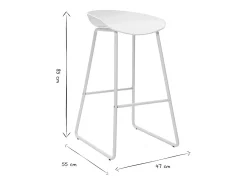 Taburetes de bar modernos blancos con patas en metal (lote de 2) PEBBLE