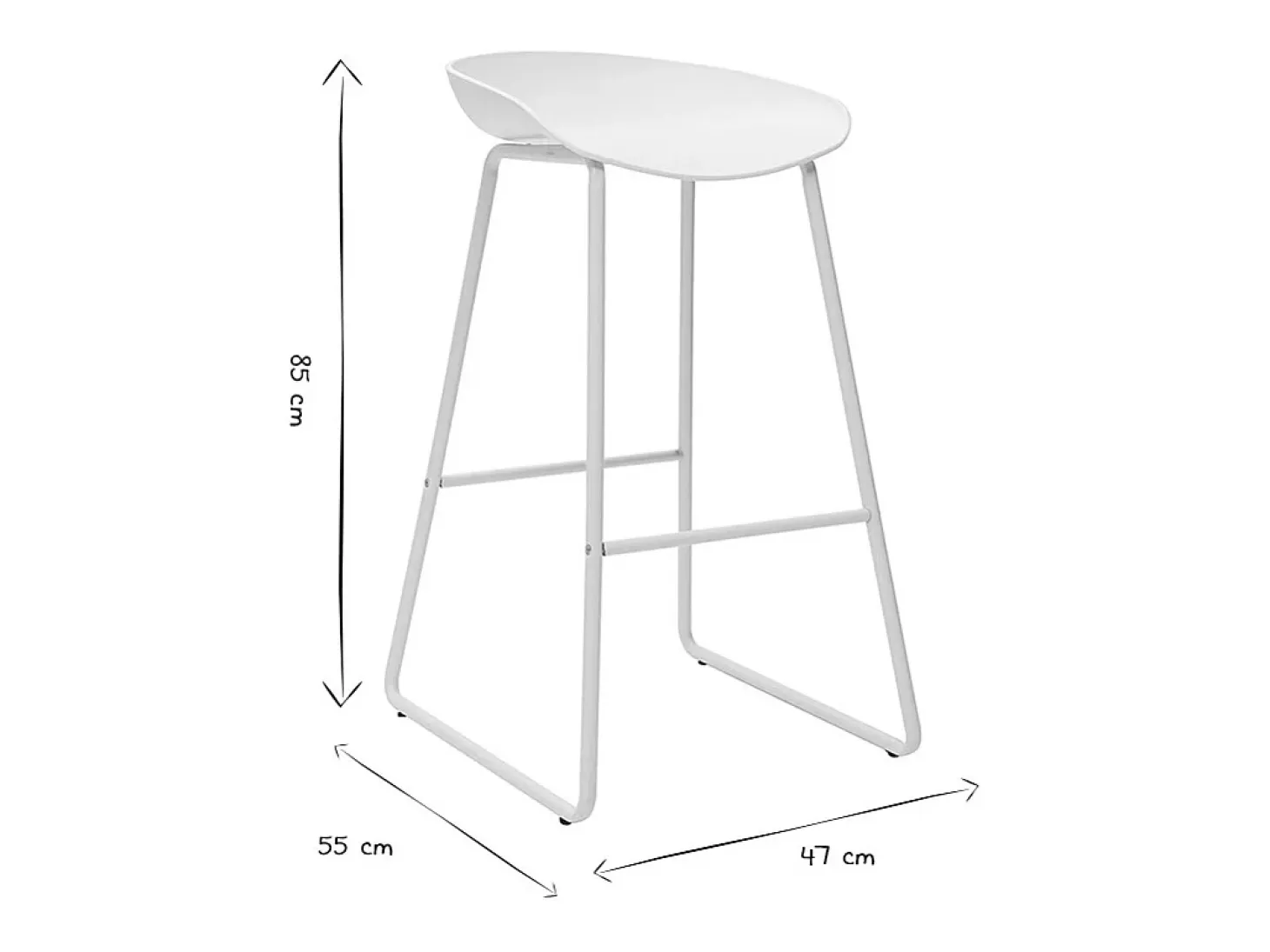 Taburetes de bar modernos blancos con patas en metal (lote de 2) PEBBLE