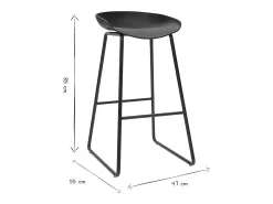 Taburetes de bar modernos negros con patas en metal (lote de 2) PEBBLE