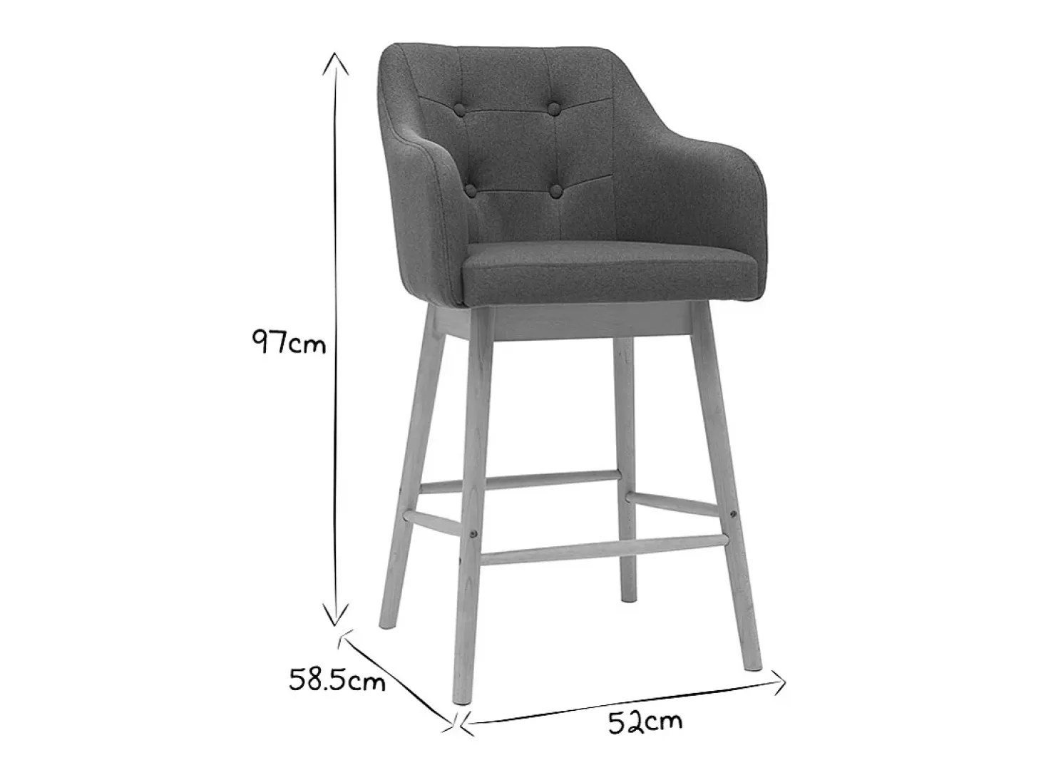 Taburetes de bar nórdicos azul petróleo y madera A65 cm (lote de 2) BALTIK