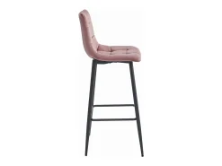 Taburetes de bar Valora TEOTO de terciopelo rosa oscuro con patas de acero negro x2
