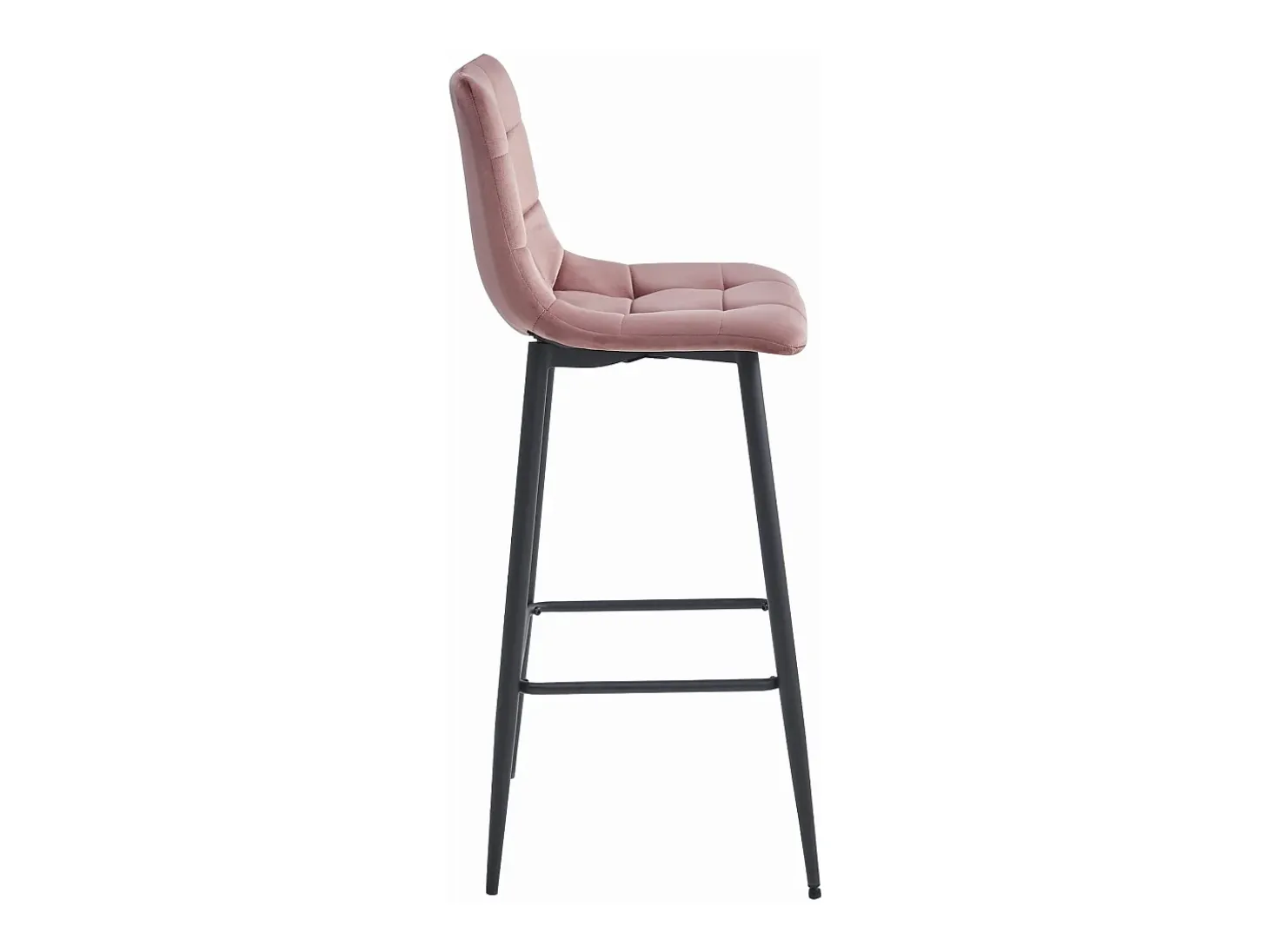 Taburetes de bar Valora TEOTO de terciopelo rosa oscuro con patas de acero negro x2