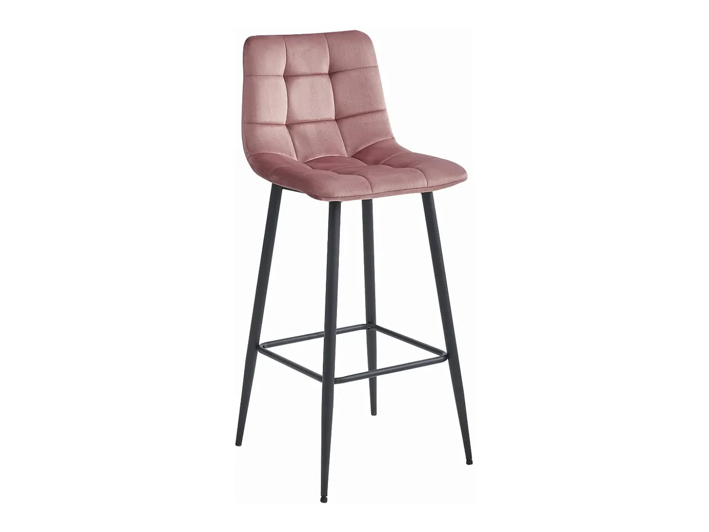 Taburetes de bar Valora TEOTO de terciopelo rosa oscuro con patas de acero negro x2