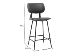Taburetes de bar vintage marrón claro con patas en metal 65cm (lote de 2) LAB