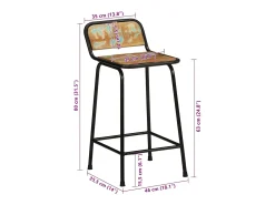 Taburetes de barra 4 uds 46x35,5x80 madera maciza reciclada