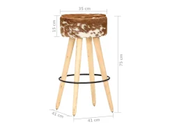 Taburetes de cocina 2 uds madera mango rugosa cuero real marrón