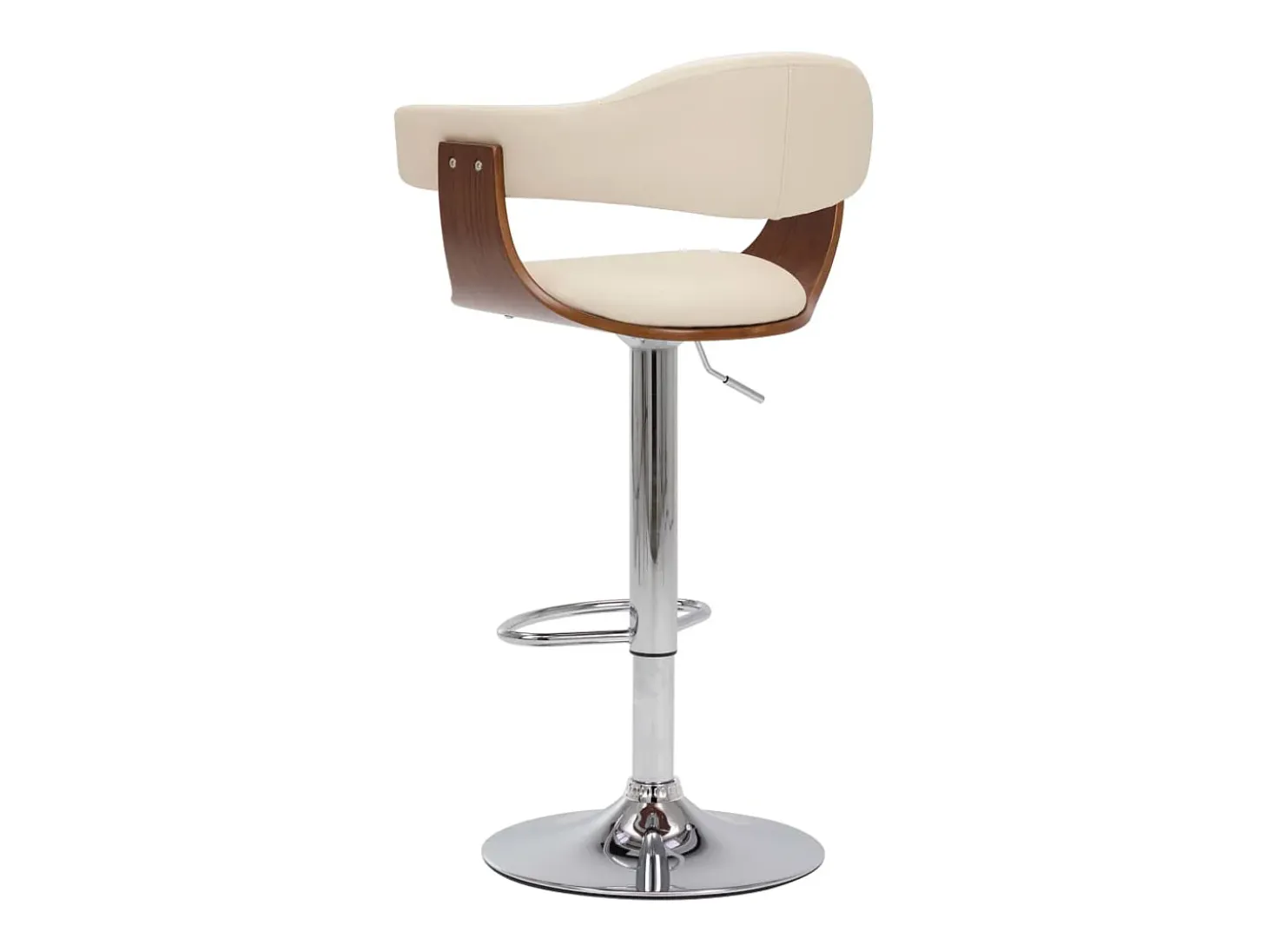 Taburetes de cocina 2 uds madera curvada cuero sintético crema