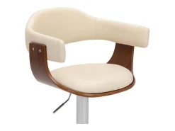 Taburetes de cocina 2 uds madera curvada cuero sintético crema