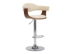 Taburetes de cocina 2 uds madera curvada cuero sintético crema