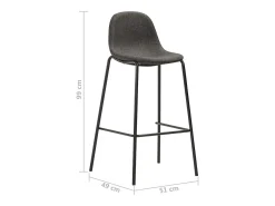 Taburetes de cocina 4 unidades tela gris oscuro